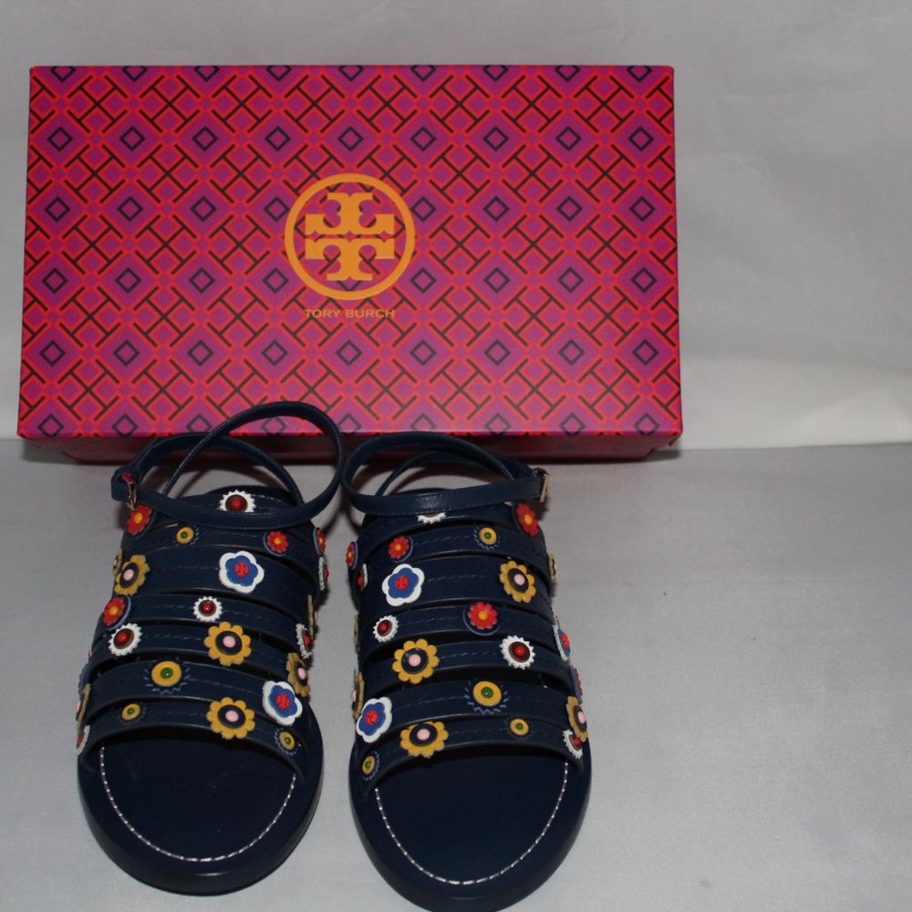 Tory Burch Blue Multicolor flower Marguerite 9